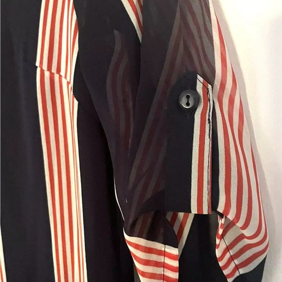 EN FOCUS STUDIO dress. Women’s size 6 striped lined soft sheer shell - Picture 4 of 9